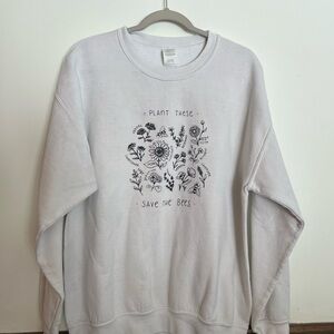 Wholesome Culture White Sweatshirt with Floral Design